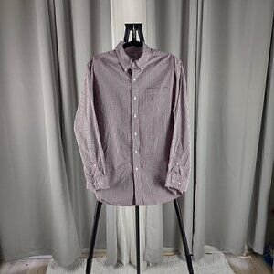 L.L. Bean Men's 100% Cotton Red, White, Blue Checkered Button Down Shirt Size M.